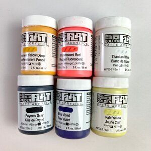Golden Acrylic SoFlat (Matte Acrylic Paint) - Six (6) 2oz Jars